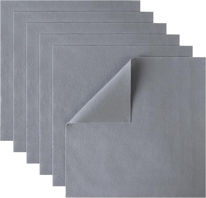 HaoFeiJH 6 Pcs Soft Gray Felt Fabric Sheets