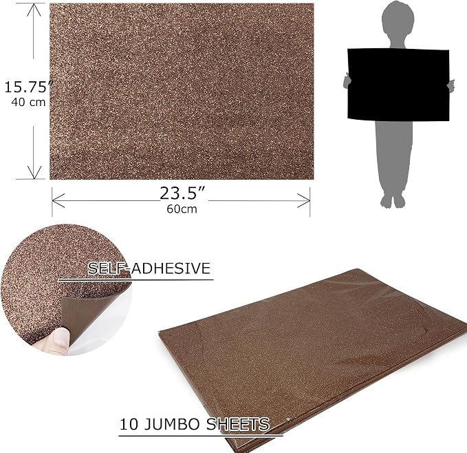 Allgala Jumbo Self-Adhesive Glitter EVA Foam Sheets 10 Pack 16x24 inch Paper