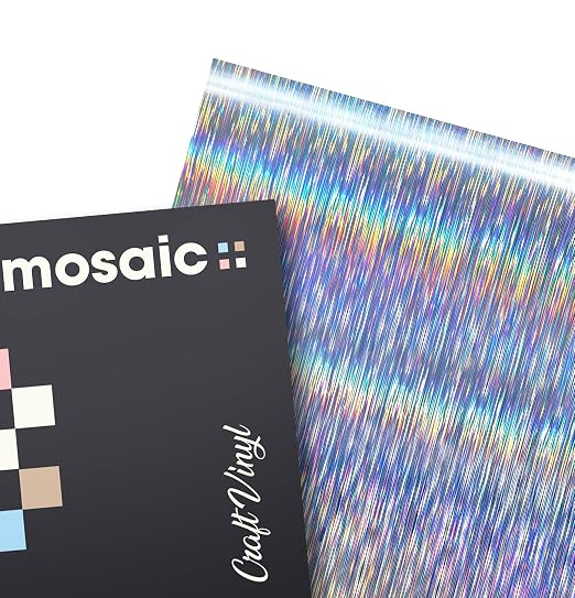 VViViD Mosaic+ Silver Brushed Holographic 1ft x 5ft Crafting Vinyl Crinkle-Free