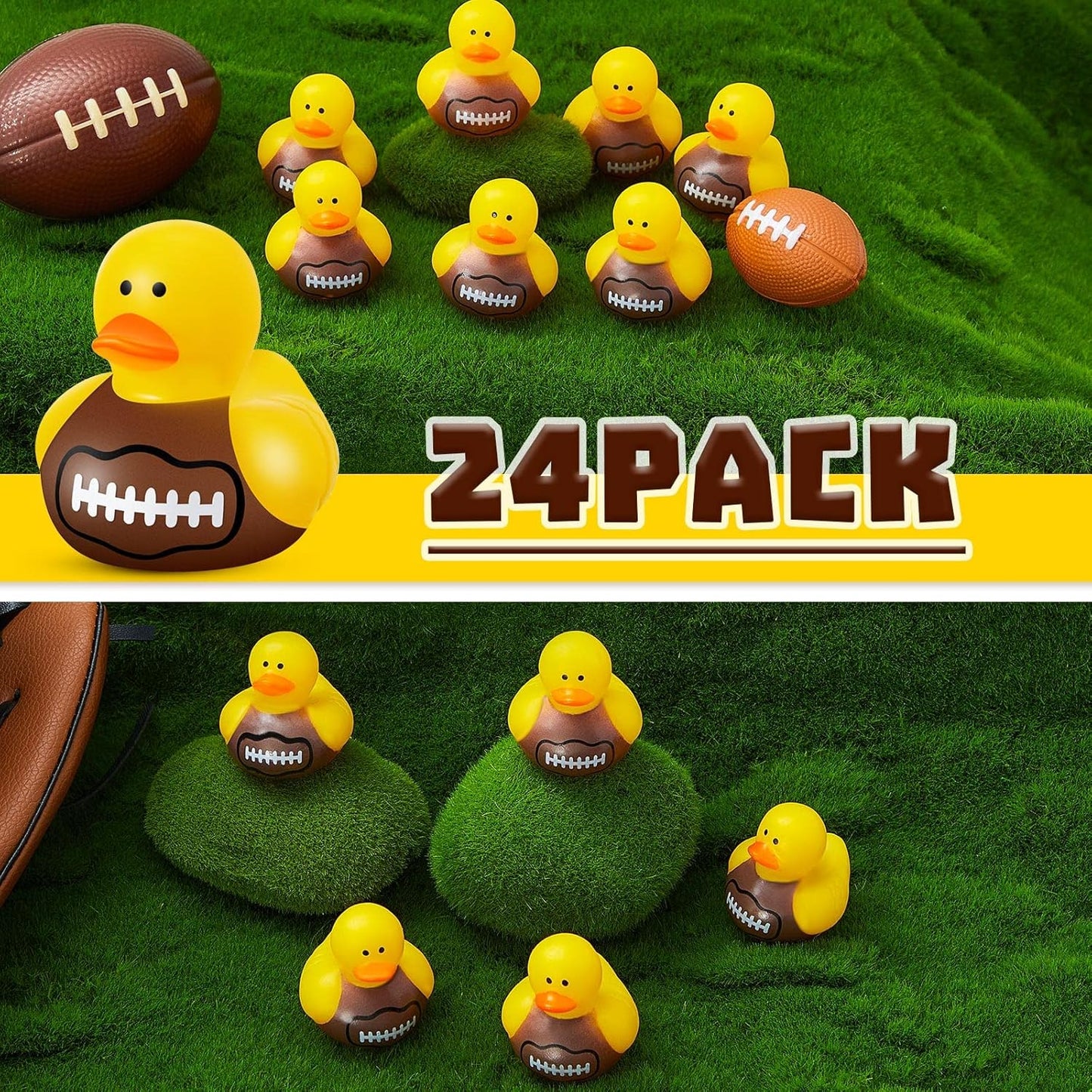 Deekin 50 Pcs Rubber Duck 2 Inch Bulk Sport Party Favors for Birthday Party Decorations Club Player Gift (Football)