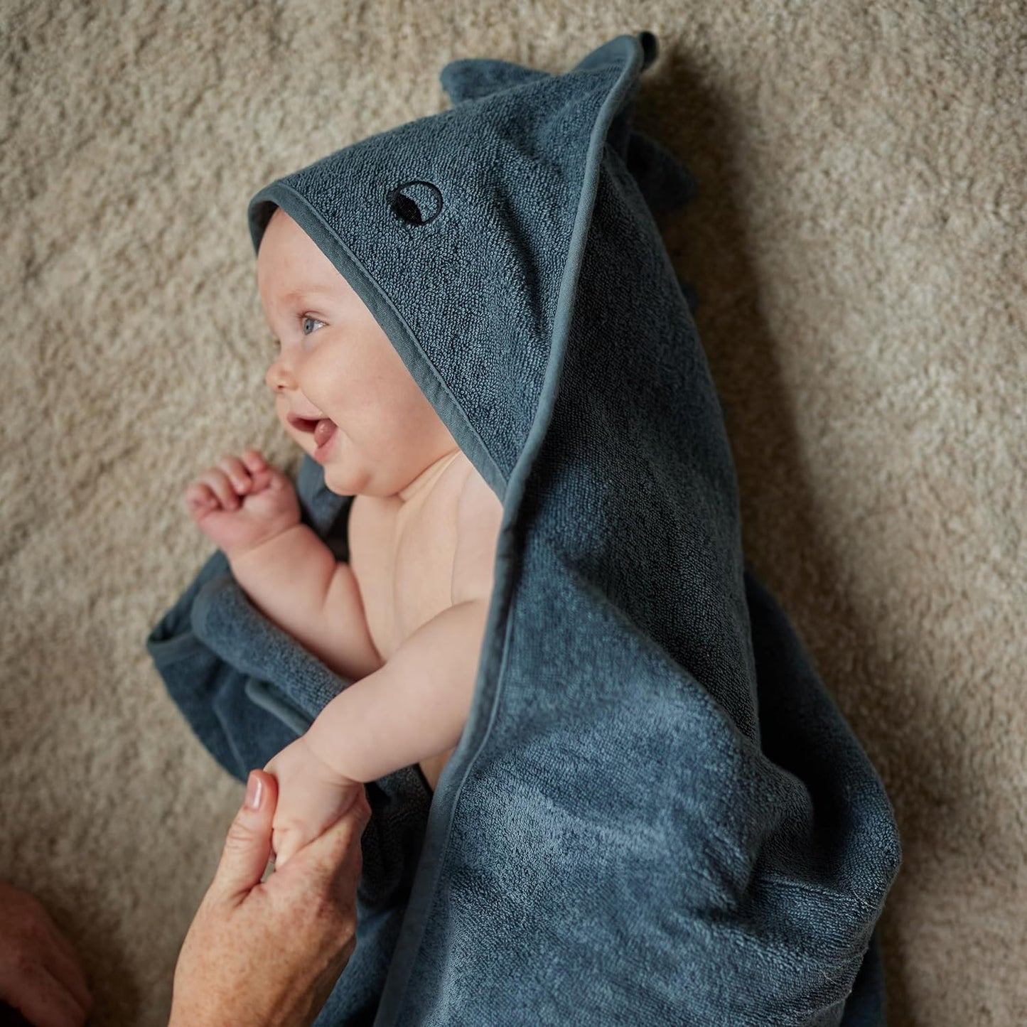 Baby Hooded Towel – Organic Cotton Baby Bath Towels – Baby Towels, Baby Bath Towels for Baby Boy, Baby Girl, Large 32" x 32" Super-Soft and Absorbent Baby Towels for Newborn (Dino - Tradewinds)