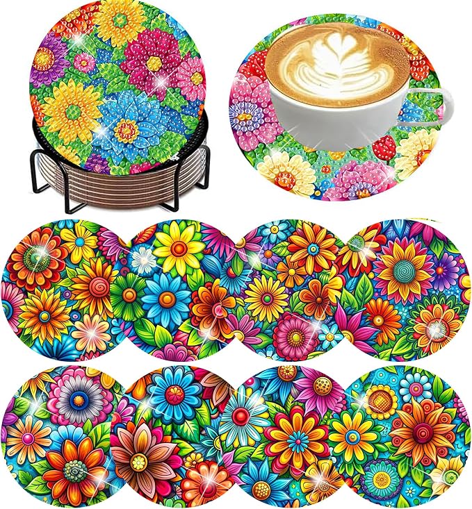 ijbnhd 8 Pcs Diamond Art Coasters