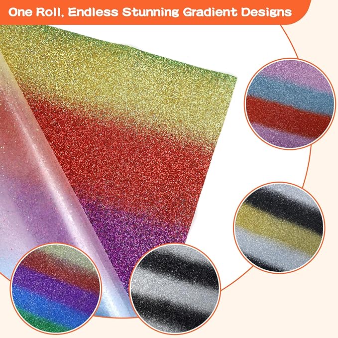guangyintong Rainbow Glitter Heat Transfer Vinyl Rolls