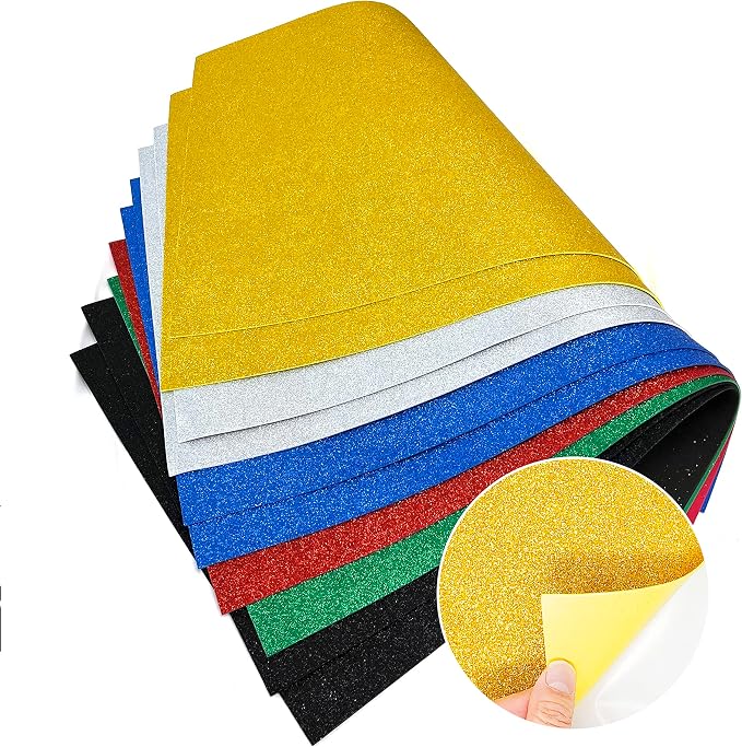 Allgala Jumbo Self-Adhesive Glitter EVA Foam Sheets 10 Pack 16x24 inch Paper