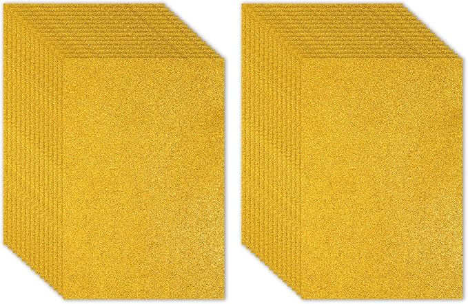 PATIKIL 30Sheets Gold EVA Glitter Foam Sheet 11.8 x 7.9 Inch 2mm Thick Sparkle