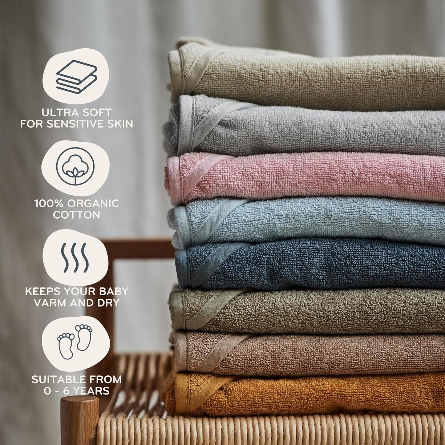 Baby Hooded Towel – Organic Cotton Baby Bath Towels – Baby Towels, Baby Bath Towels for Baby Boy, Baby Girl, Large 32" x 32" Super-Soft and Absorbent Baby Towels for Newborn (Dino - Tradewinds)