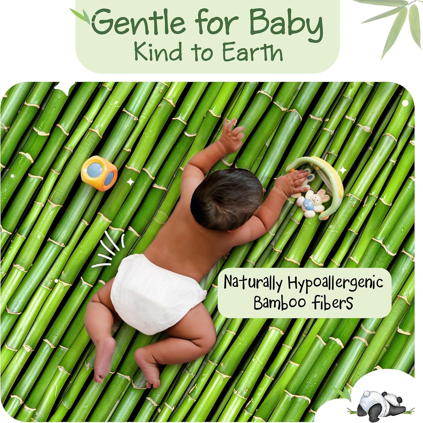 Bamboo Baby Diapers, Totally Chlorine Free for Sensitive Skin for Newborns to XXL. Hypoallergenic & Non Toxic Eco Friendlier Plant-Based Materials. TCF XL Size 5 (24 ct)