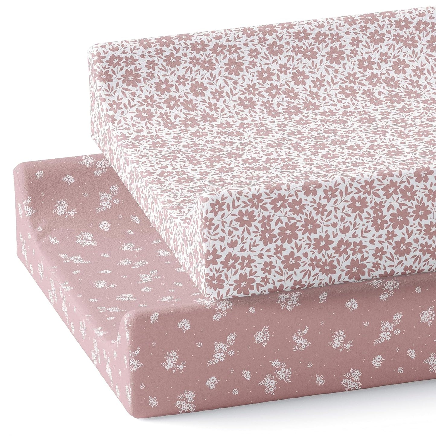 Baby Changing Pad Cover 2-Pack for Girls (Antique Rose) - Premium Fitted Sheets Baby Diaper Changing Table Cover - Buttery Soft Cotton Blend