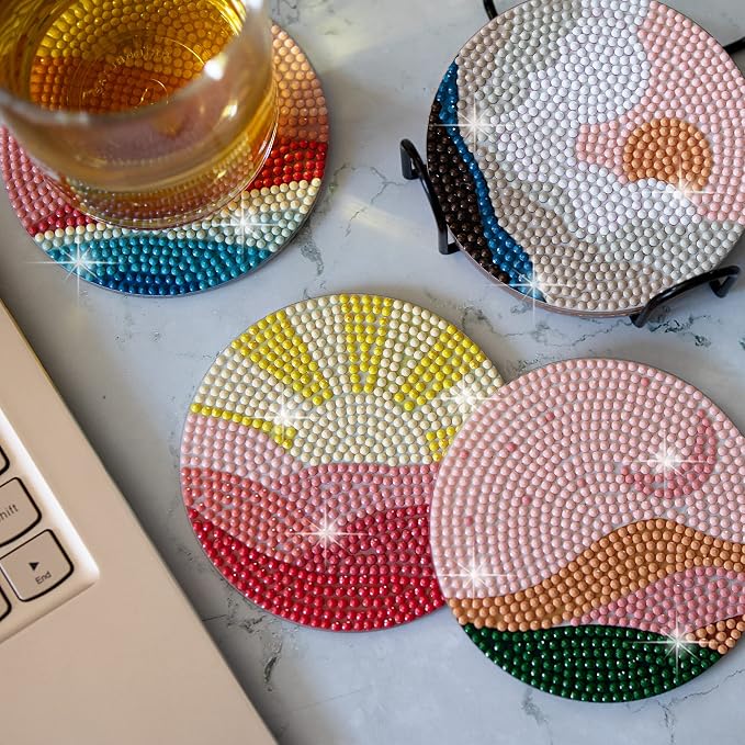 Temlum 6 Pcs Diamond Painting Coasters
