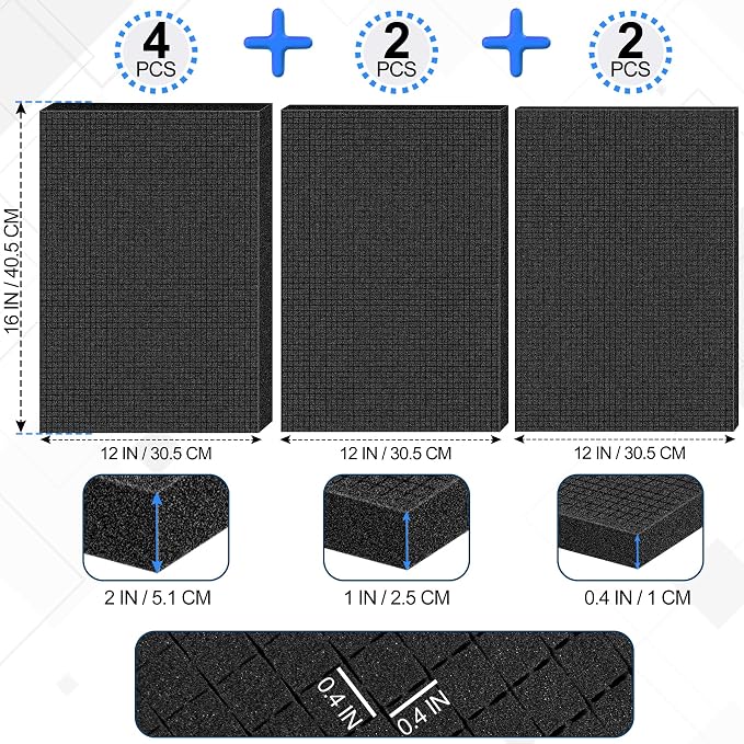 8 Pcs Pick and Pluck Foam Sheets 3 Size Polyurethane Pick Apart Foam Inserts