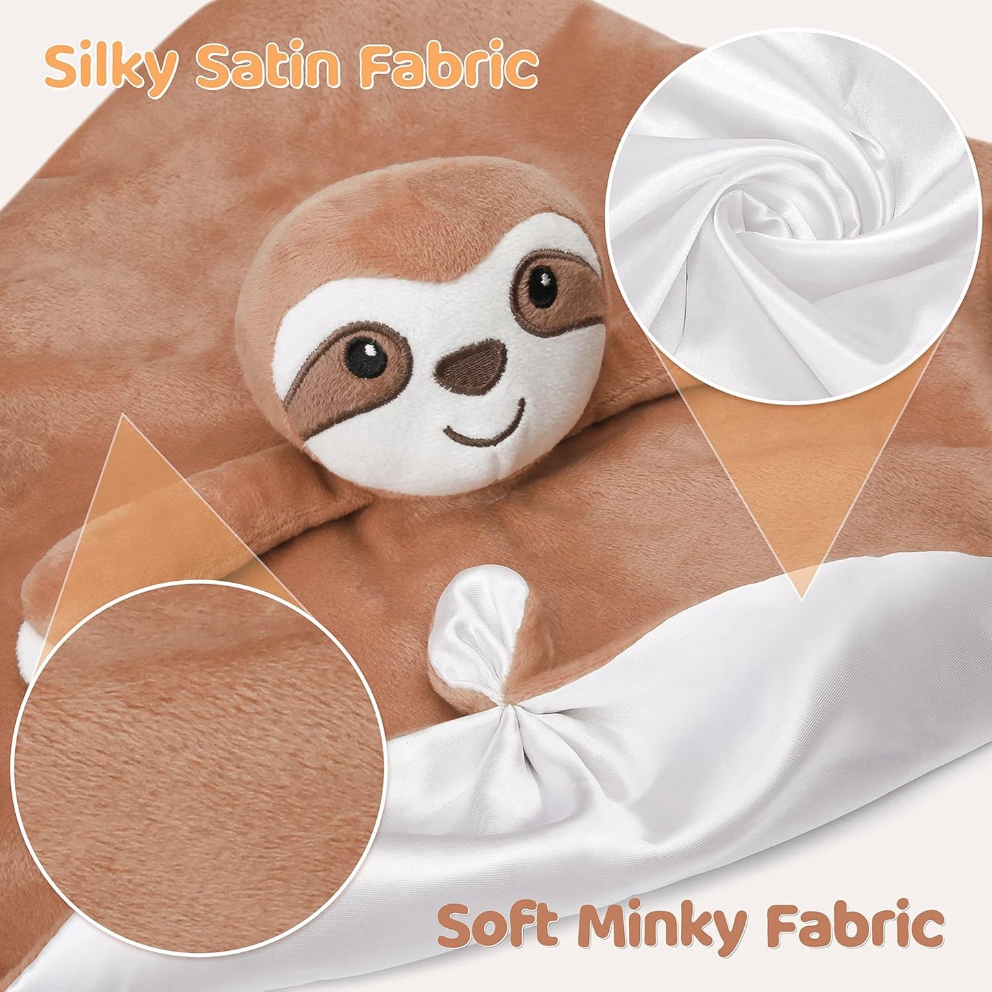 Pro Goleem Sloth Security Blanket Soft Loveys for Babies for Boys and Girls Newborn Lovie Infant Blankie Sloth Baby Stuff Baby Snuggle Toy Stuffed Animal Baby Gifts 14 Inch
