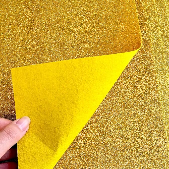 Jtnohx Glitter Felt Fabric, 8 x12 inches Felt Square Glitter