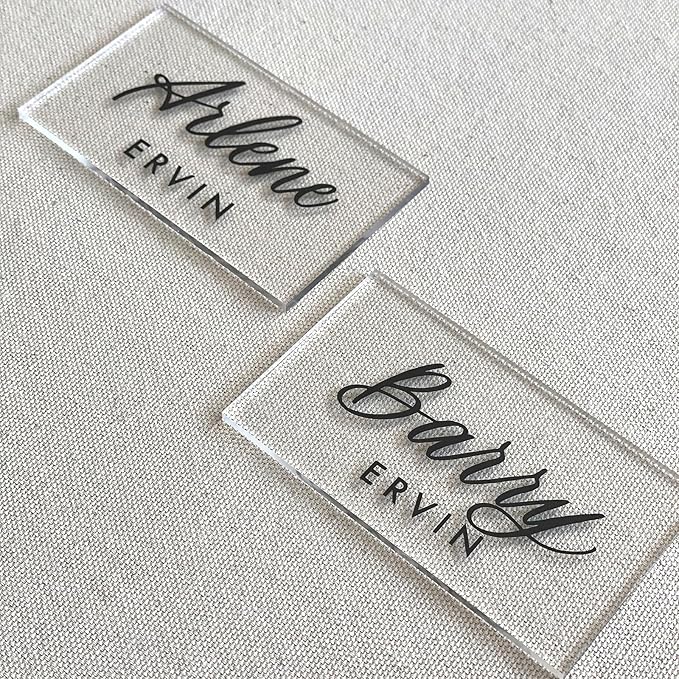 KAITELA 12 Pcs Clear Acrylic Place Cards 4" x 2.5" Rectangle Blanks |