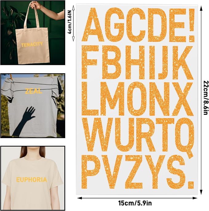 24 Sheets Iron on Letters, Heat Transfer Iron-On Letters