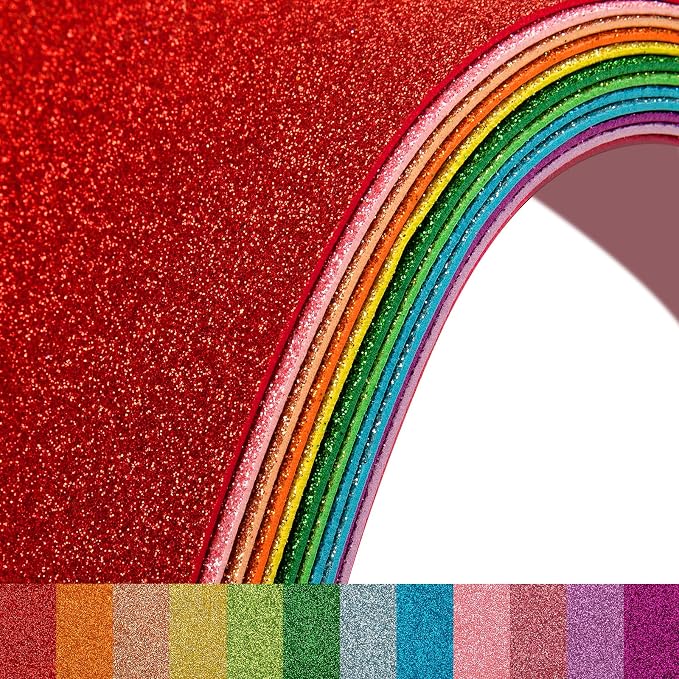 12 Pack Glitter Foam Sheets Craft 8 x 12 inch 12 Colors | Sparkles Foam Paper