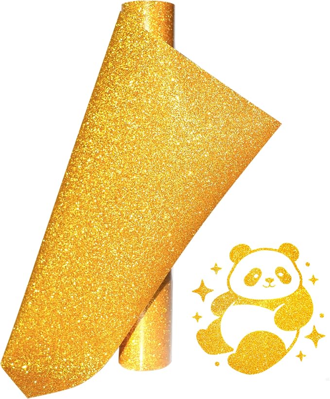 Glitter Heat Transfer Vinyl 12" x 5ft Gold Glitter Iron on Vinyl