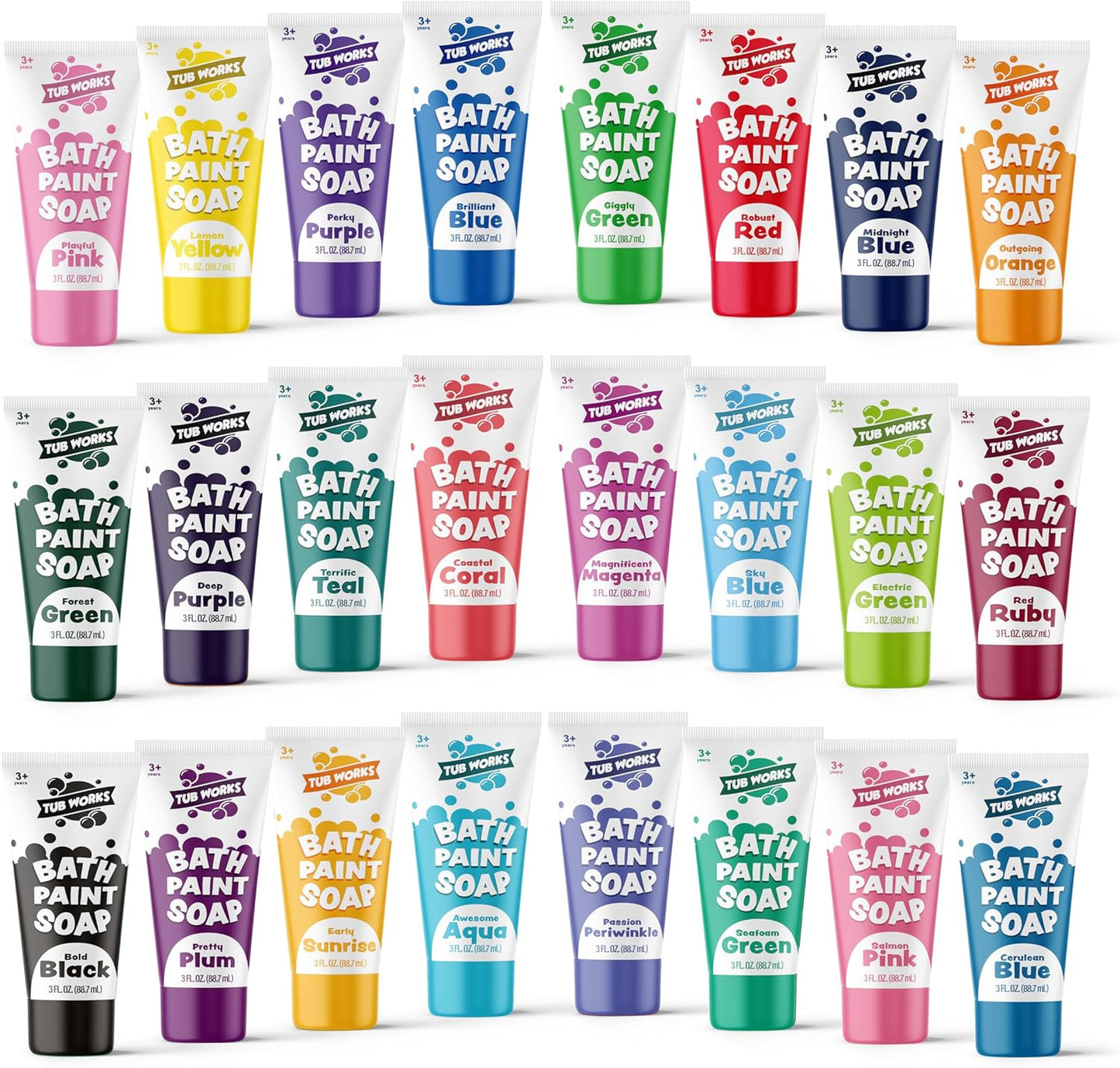 Tub Works® Bath Paint Soap Bath Toy, 24 Pack | Non-Toxic, Washable Bath Paint for Finger Painting in the Tub | Ideal Toddler Bath Toys for Creative Play | Classic & Pastel Bath Colors for Kids Bath