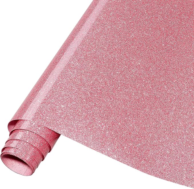 Tintnut Pink Glitter Heat Transfer Vinyl Roll, easy cut & weed, stretch washable
