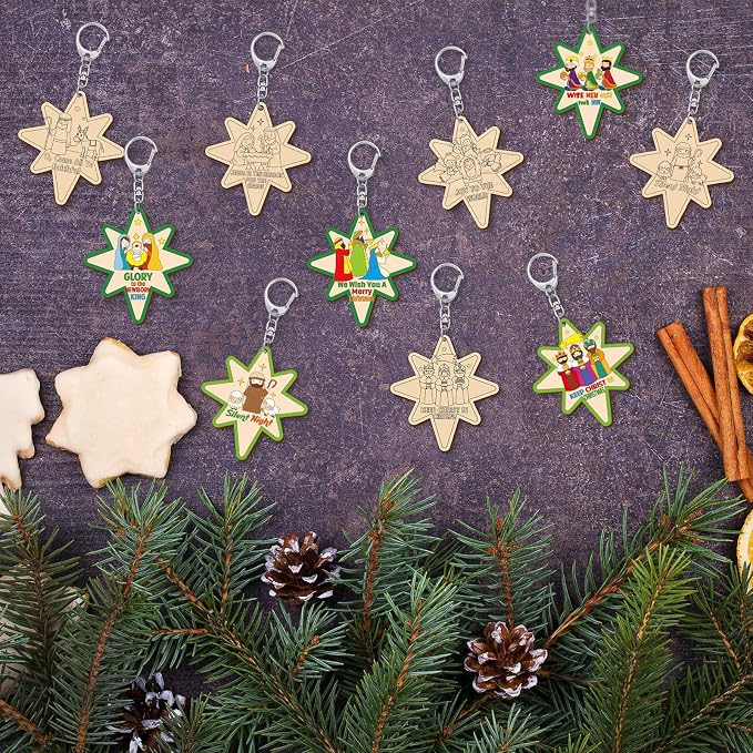 RattanView 24 Pcs Christmas Nativity Crafts Star of Bethlehem Nativity Star