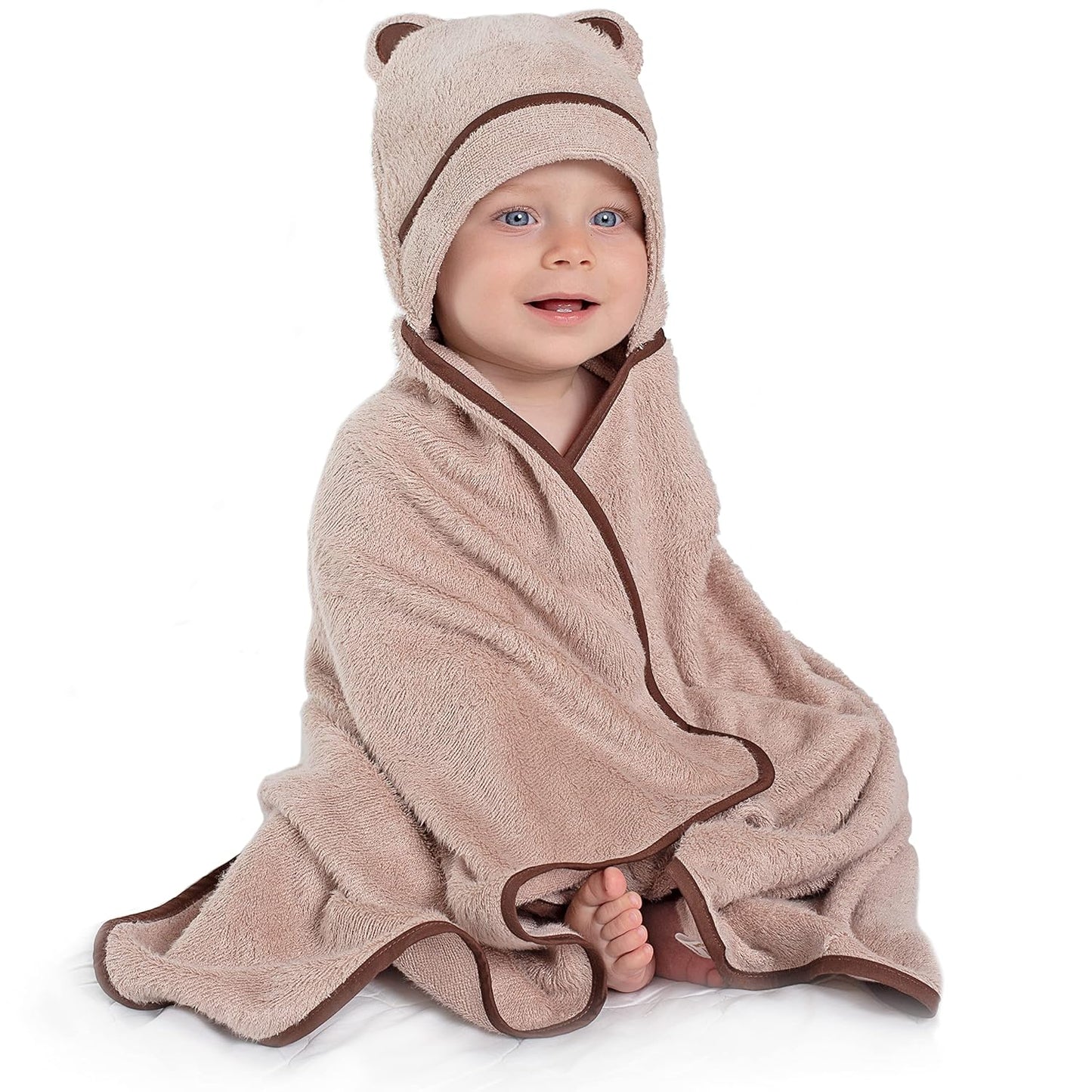 Premium Baby Bath Towel - Rayon Made from Bamboo Hooded Baby Towels - Newborn Baby Towel with Hood - Large Hooded Towel for Newborn Infant Boy Girl (Beige)
