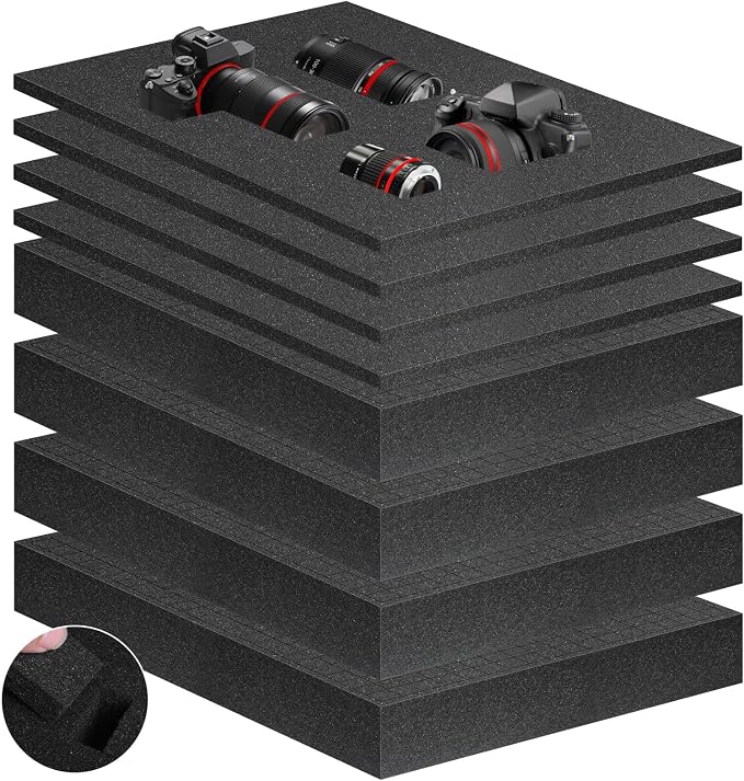 Eunice 4Pcs 16 x 12 x 0.4 Inch Polyurethane Foam Sheets & 4Pcs 16 x 12 x 2 Inch