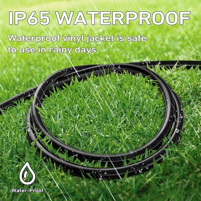 LUCKY TL Indoor Outdoor Extension Cord, 16/3 Gauge Black Long Extension Cord 25ft, Waterproof Flexible Case, Made of Pure Copper, 13A 1625W 16AWG SJTW, 3 Prong Heavy Duty Wire, ETL