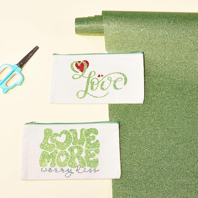 Tintnut Light Green Glitter Heat Transfer Vinyl Roll, easy cut & weed, stretch