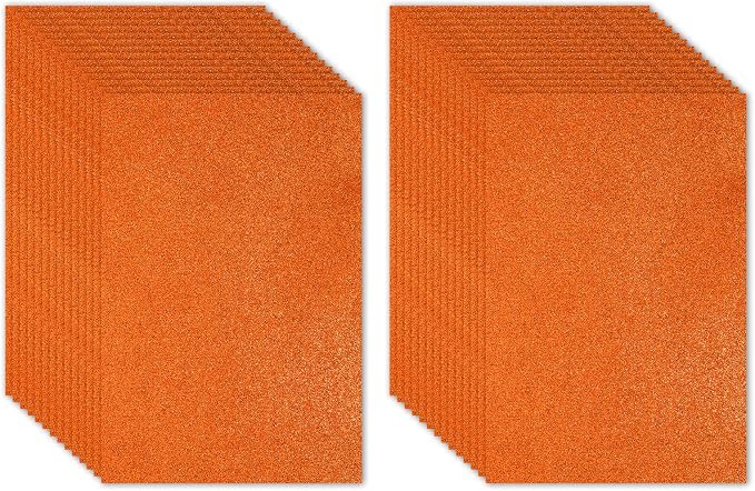 PATIKIL 30Sheets Orange EVA Glitter Foam Sheet 11.8 x 7.9 Inch 2mm Thick