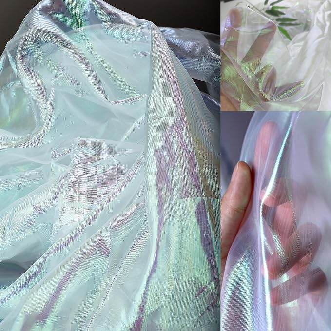 11 Yard Long White Iridescent Organza Fabric