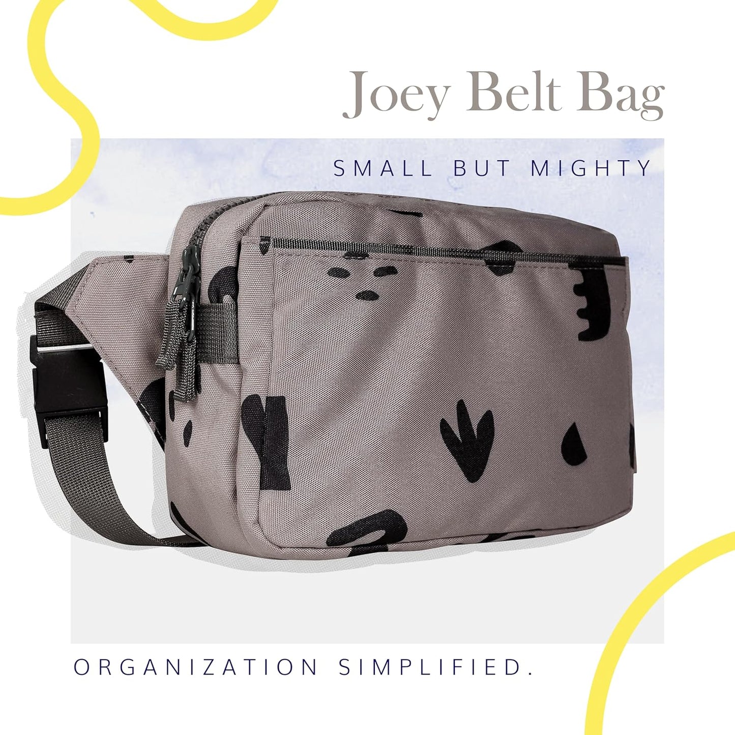 Red Rovr Everyday Joey Belt Bag | Organization & Zipper pockets |Adjustable Strap for All Ages (Truffle Doodle)