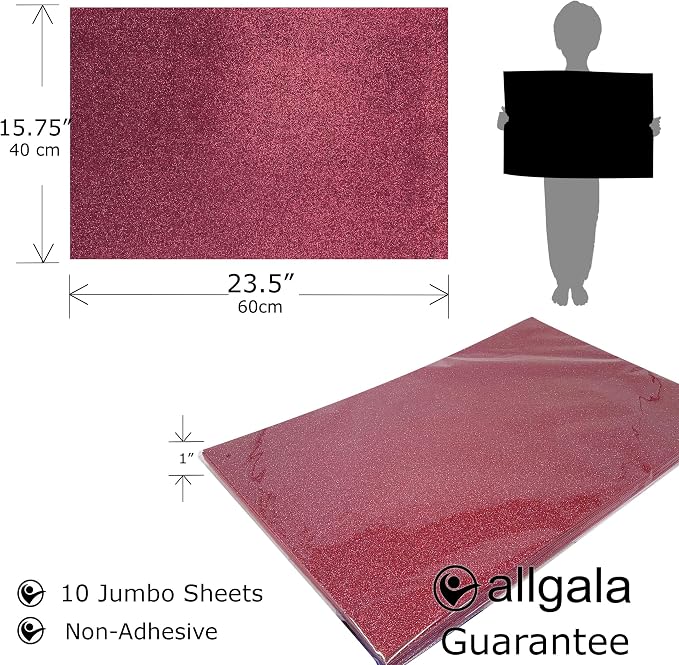 allgala Jumbo Self-Adhesive Glitter EVA Foam Sheets Paper Sheets