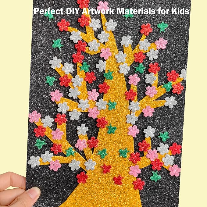 SALEMAR Red Sticky Glitter Foam Sheets