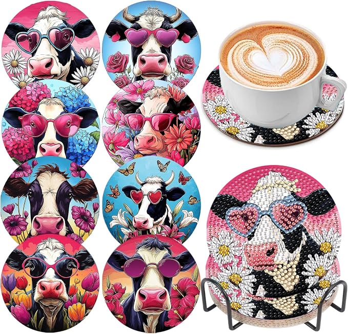 DOZEEZOP 8-Pack Diamond Art Coaster Kit