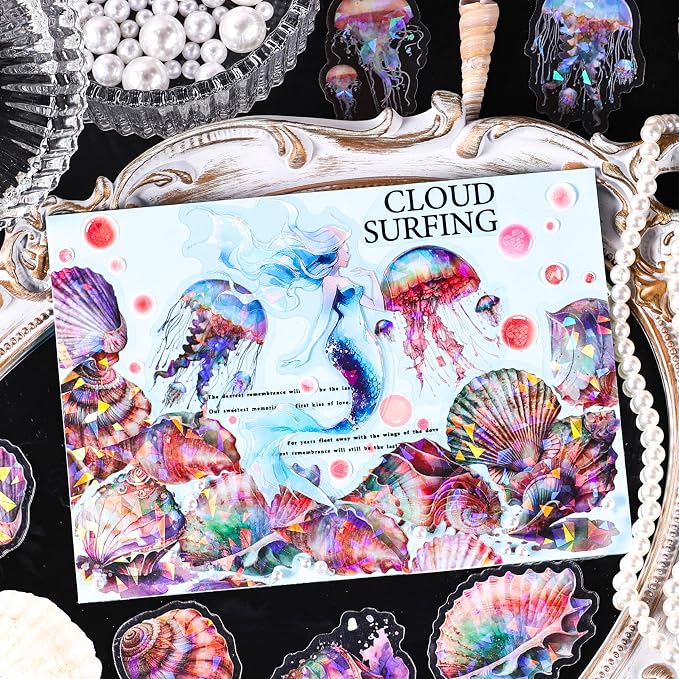 120Pcs Holographic Sea Animal Stickers