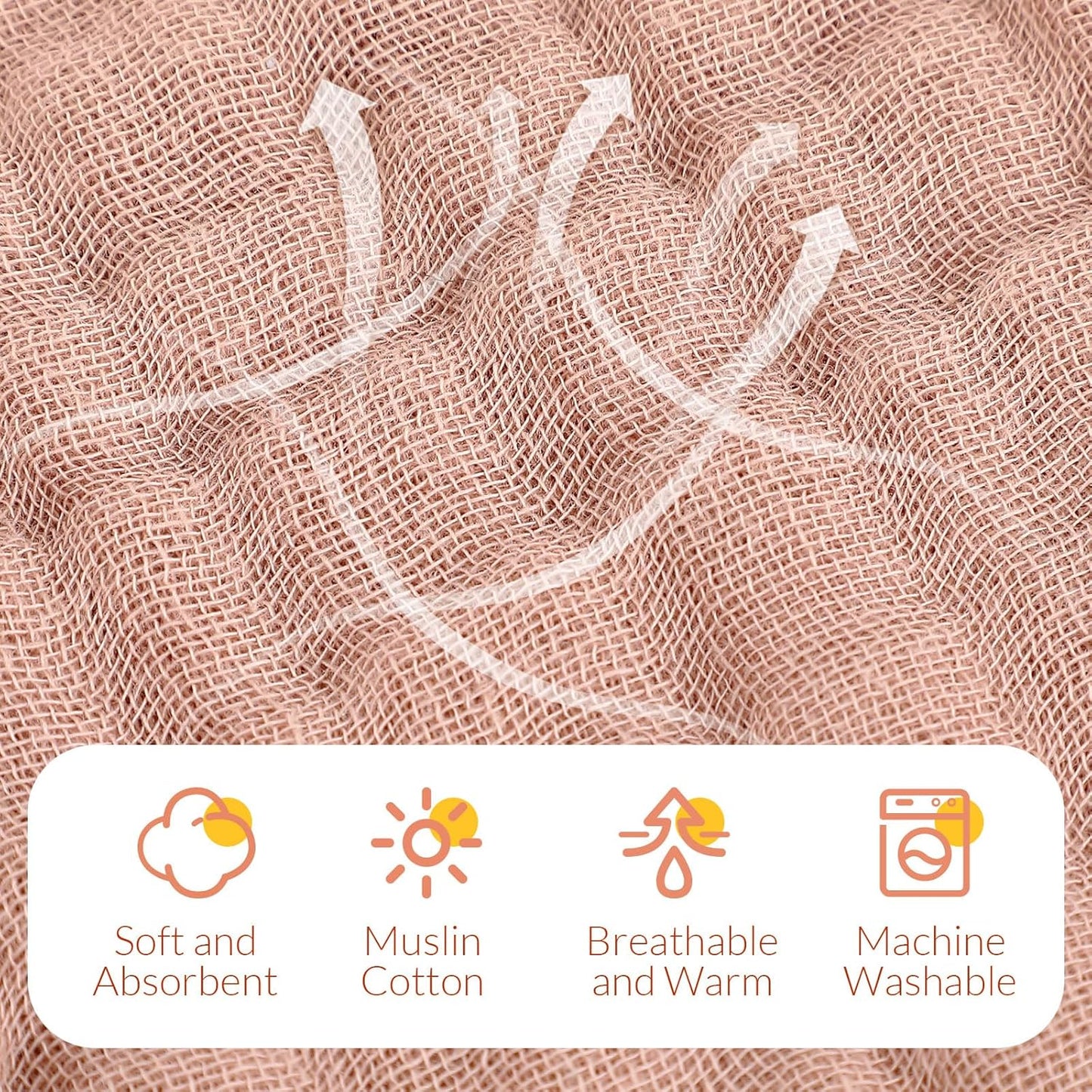 VitalCozy 8 Pcs Baby Muslin Hooded Bath Towels and Washcloths, 32 x 32 Inch Muslin Cotton Hooded Baby Towels Absorbent Hooded Blankets for Gift Newborn Infant Shower (Pink,White)