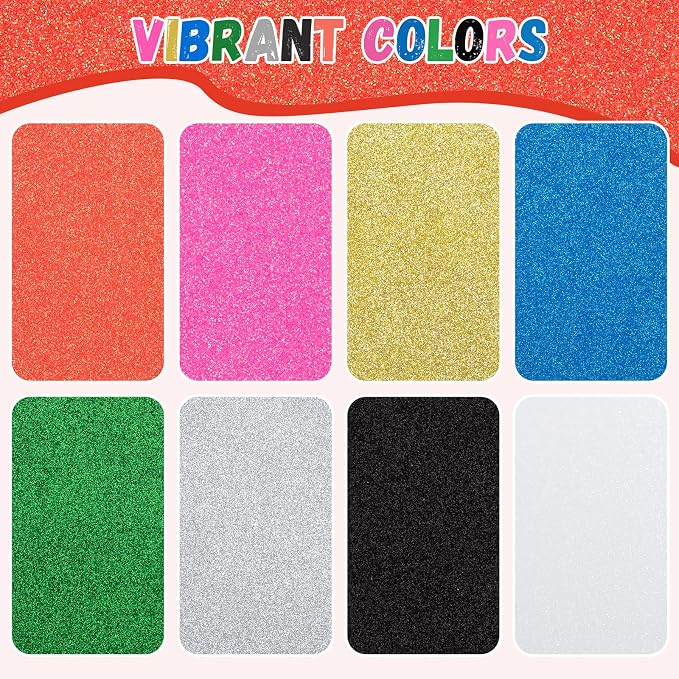 10 Pack Glitter Foam Sheets Craft 8 x 12 inch | Sparkles Foam Paper