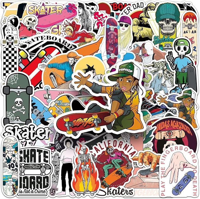 Cool Skateboard Stickers, Vinyl Waterproof Sticker Packs Bulk
