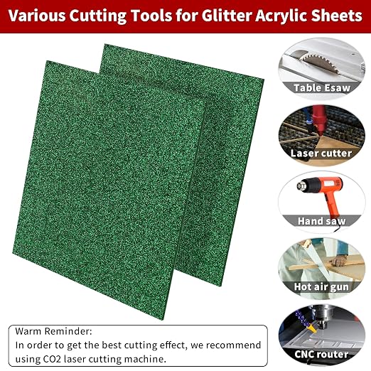 2 PCS 8 x 8 inch Glitter Colored Plexiglass Acrylic Sheets
