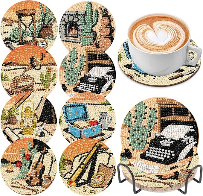 DOZEEZOP 8-Pack Diamond Art Coaster Kit