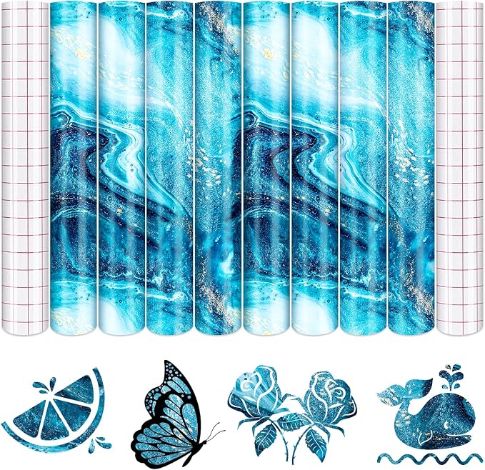 Tintnut Marble Permanent Vinyl 8 Pcs 12x10in Blue Self Adhesive Vinyl |