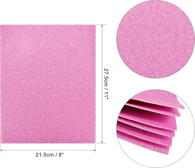uxcell Pink Red Shiny EVA Foam Sheets 11 x 8 Inch 2mm Thick