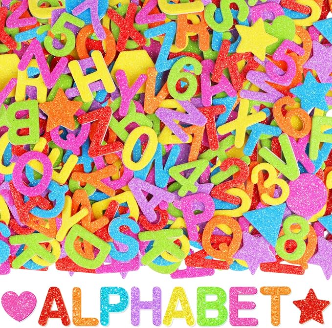 1568 Pcs Foam Letter Stickers Glitter, Self-Adhesive Glitter Alphabet Stickers