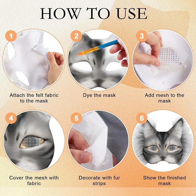 Seenelling DIY Therian Mask Kit Blank Cat Mask