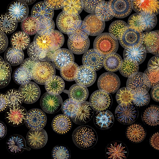 Yoksas 180Pcs Gold Foil Fantasy Fireworks Stickers Set
