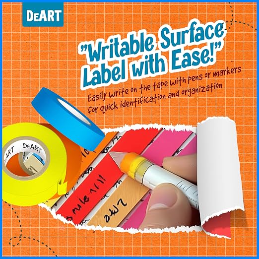 DEART Colored Masking Tape Painters Tape Writable 12, 8 or 6 Pack