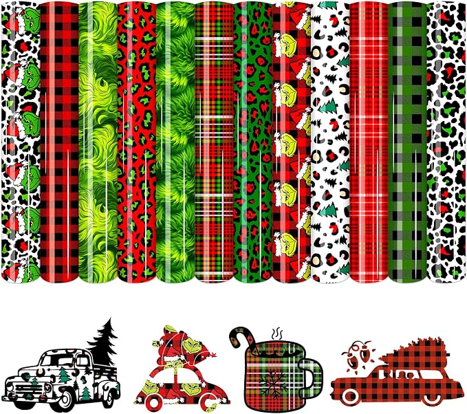 HTVSTD Christmas HTV Heat Transfer Vinyl 18 Sheets 12×10in Iron on Vinyl |