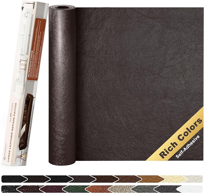 KING MOUNTAIN Leather Repair Patch, 12 x 60 Inches self Adhesive Leather Repair
