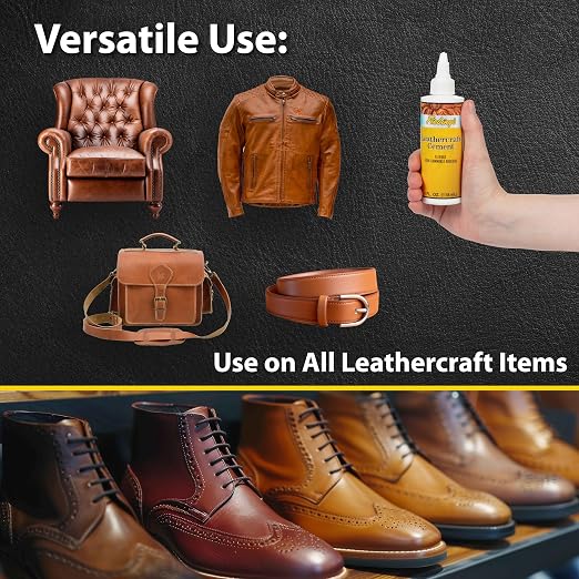 Fiebing's Leathercraft Cement - 4 oz Leather Glue Adhesive - Quick Drying