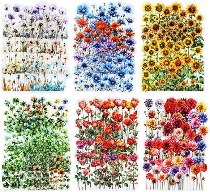 AurriiLeaf Viewing Flowers PET Sticker Set, Journaling, DIY Projects, and Art