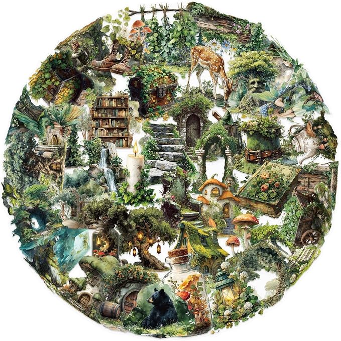 50PCS Forest Stickers PET Transparent Stickers Vintage Fantasy Forest Decals